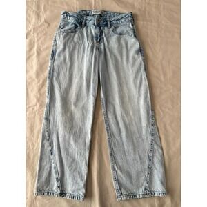 Abercrombie Girls Lightweight Low Rise Baggy Jeans Light Wash Demin Blue 11-12